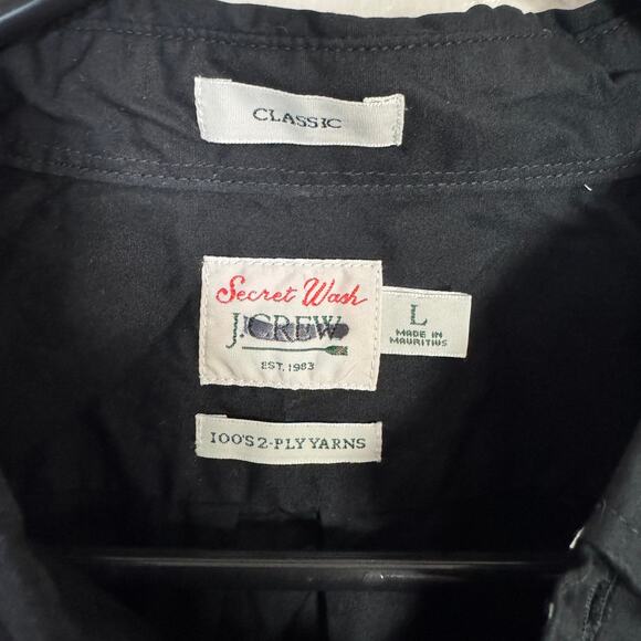 J.Crew Classic Secret Wash Cotton Poplin Shirt Mens L Black Button Down BW439 LS - Picture 4 of 7